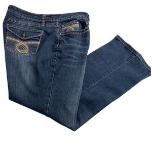 Cato Premium Womens Plus Size 16WP Dark Wash Embroidered Contrast Stitch Jean D4